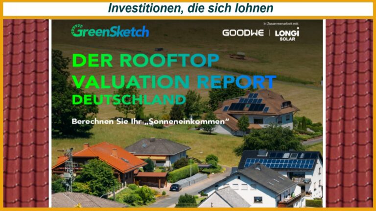 Das Titelbild der GreenSketch-Studie steht für die Auswertung von rund 28 Millionen Eigenheimdächern. Die Analyse zeigt, dass sich Photovoltaikanlagen in den meisten Fällen auch ohne staatliche Förderung wirtschaftlich betreiben lassen.